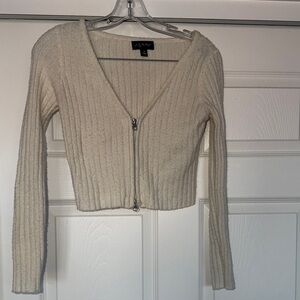Say What? Cream V-Neck Ribbed Sweater